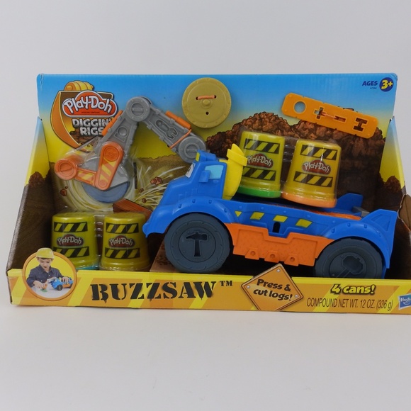 Play-Doh Diggin' Rigs Buzzsaw Press and cut logs 4 cans NIB 2014 Hasbro - Picture 2 of 3